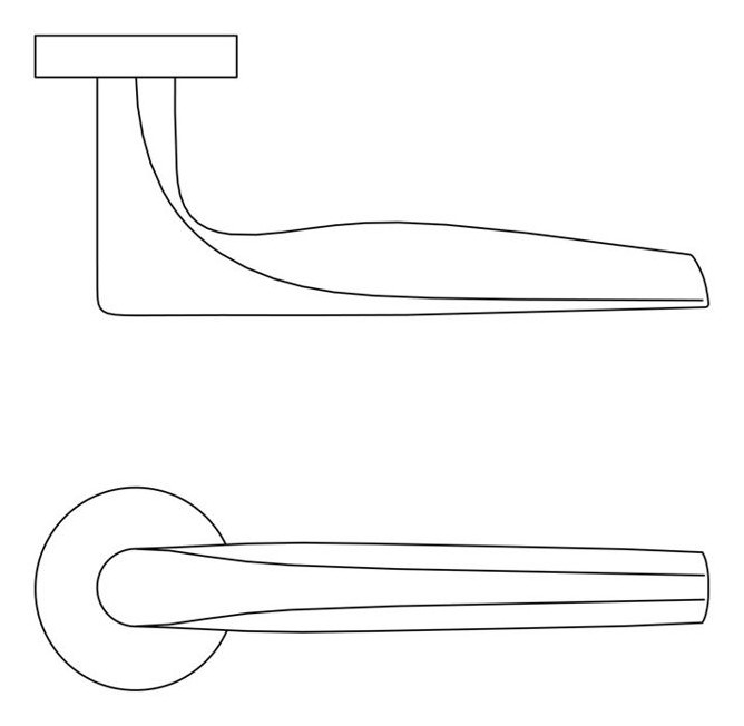 Line drawing of the lever in side view and from above.
